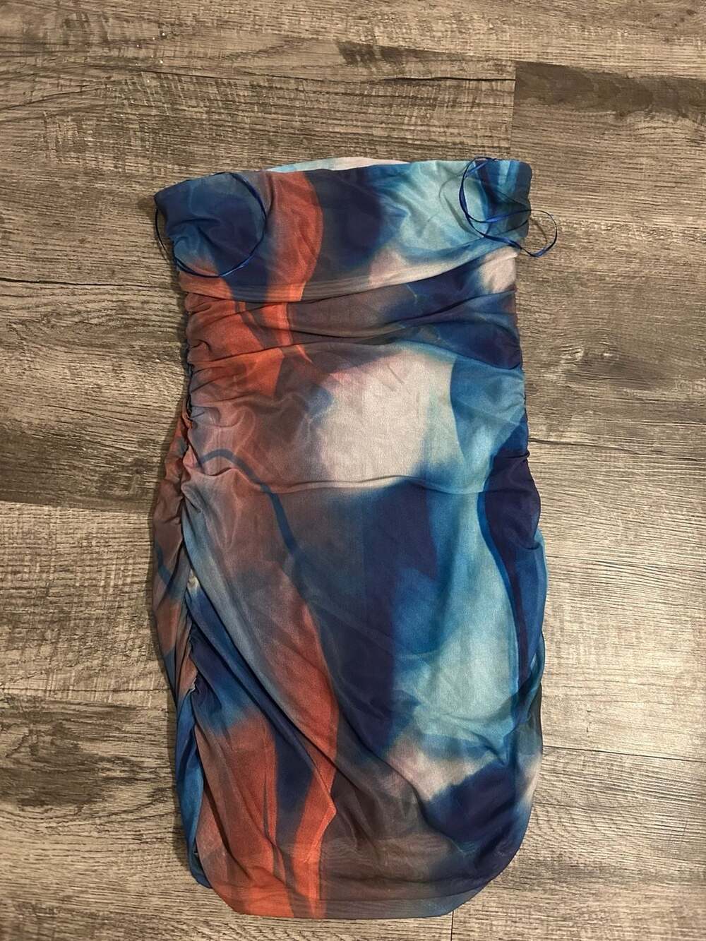 Princess Polly Micah Abstract Mesh Ruched Strapless Mini Dress Size US 6